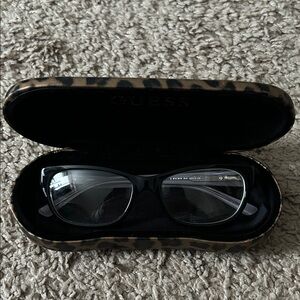 Guess Black Glasses with Leopard Case